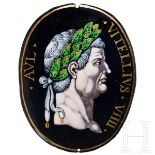 Emailleplakette mit Portraitkopf des Kaisers Vitellius, Limoges, 17. Jhdt.Ovale, leicht gewölbte