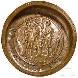 Tiefe Beckenschlägerschüssel (Blutschüssel) mit Adam & Eva-Motiv, Nürnberg, 1. Hälfte 16. Jhdt.Tiefe