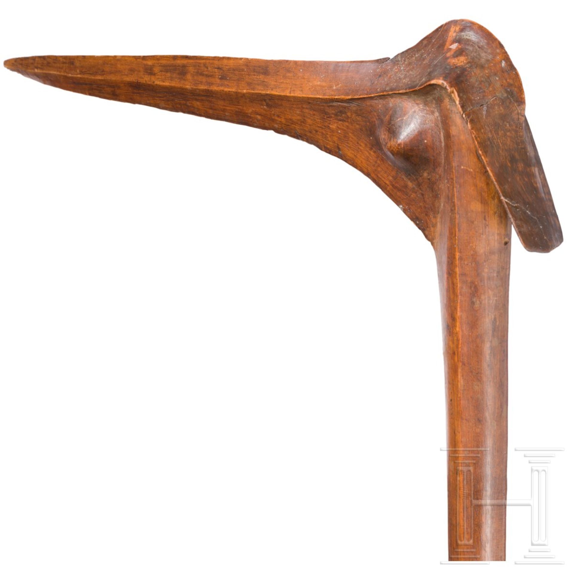 Vogelkopfkeule, NeukaledonienTypisch geformter Schlagkopf in Form eines stilisierten Vogelkopfes mit - Bild 4 aus 4