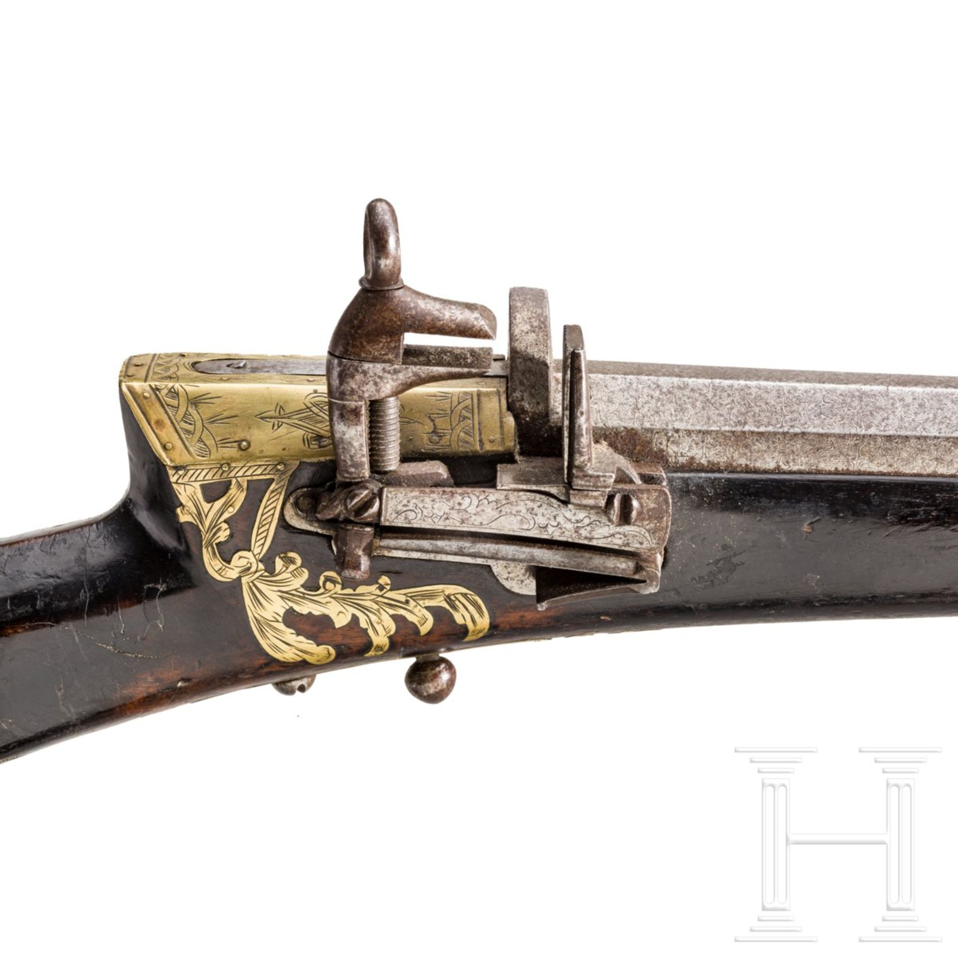 Miqueletbüchse (Tüfek), osmanisch, 18. Jhdt.Achtkantiger, siebenfach gezogener Lauf aus - Bild 3 aus 3