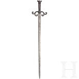 Silbertauschiertes Stadtschwert, süddeutsch, um 1620Zweischneidige Klinge mit abgeflachtem