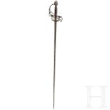 Militärisches Rapier, deutsch, um 1600Schlanke Stichklinge mit abgeflachtem Mittegrat, im oberen