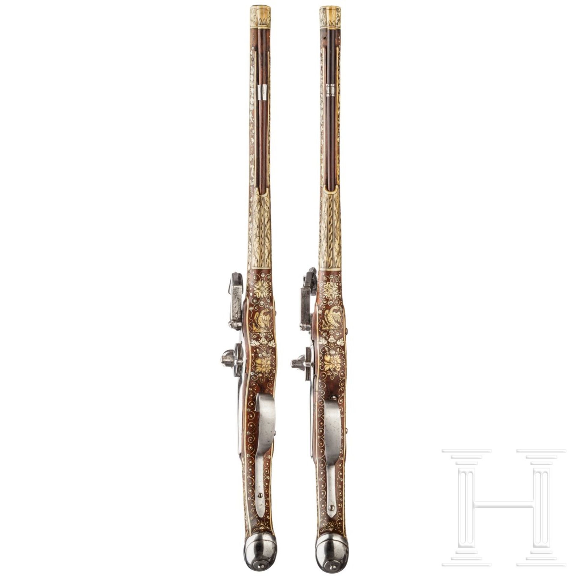 Ein Paar lange, verbeinte Radschlosspistolen, Teschen, um 1630 - Bild 5 aus 8
