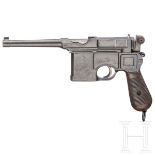 Mauser C 96 Conehammer, Standvisier, sog. "Erleichterte Pistole", mit ngl. Kasten