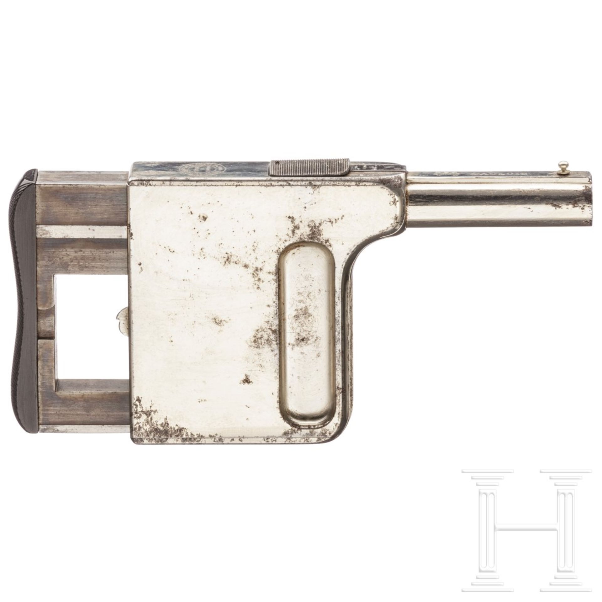 Gaulois-Handdruckpistole No. 1, St. Etienne, vernickelt - Bild 2 aus 2