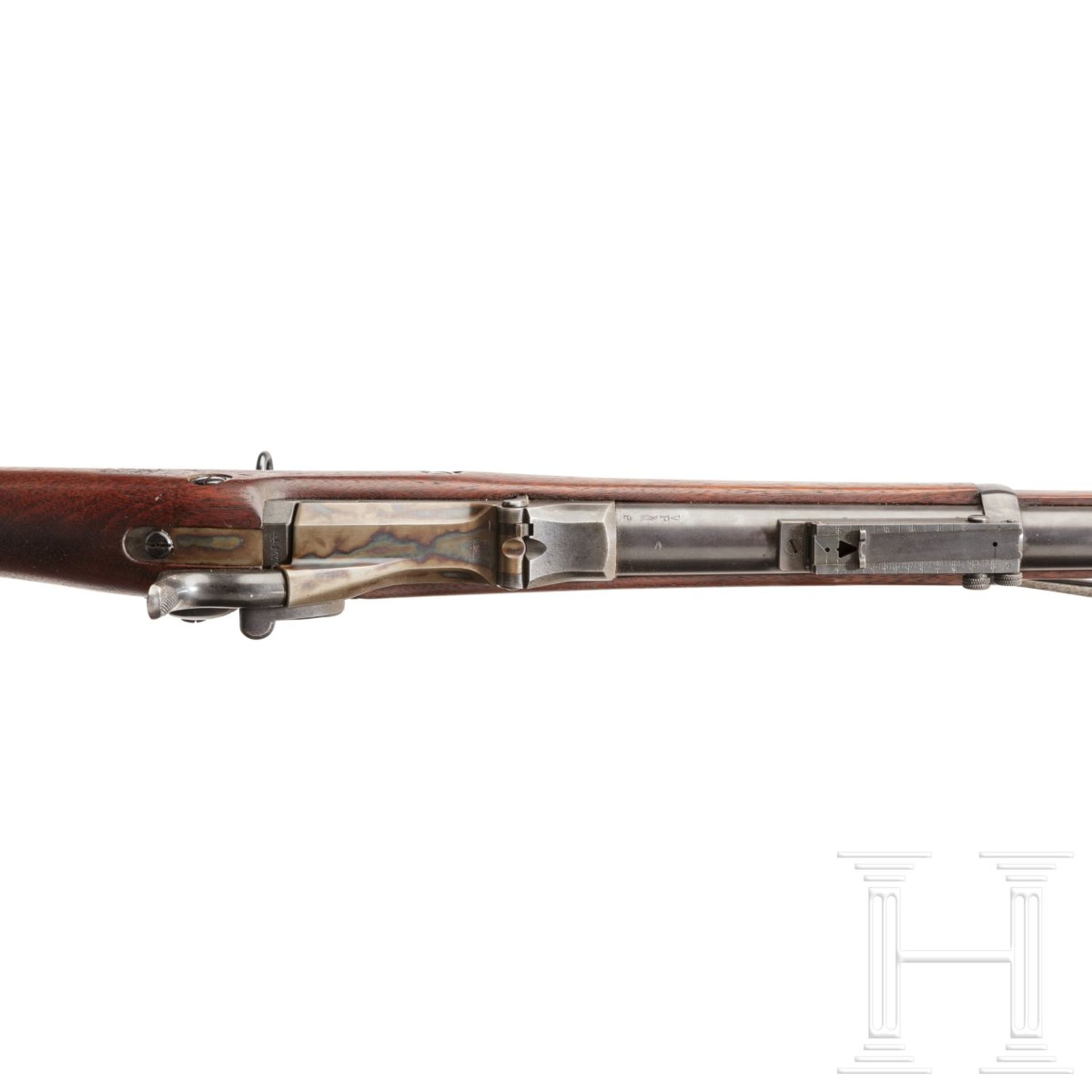 Springfield Model 1884 "Trapdoor" Infanteriegewehr, mit Bajonett und Kartuschkasten - Bild 2 aus 3