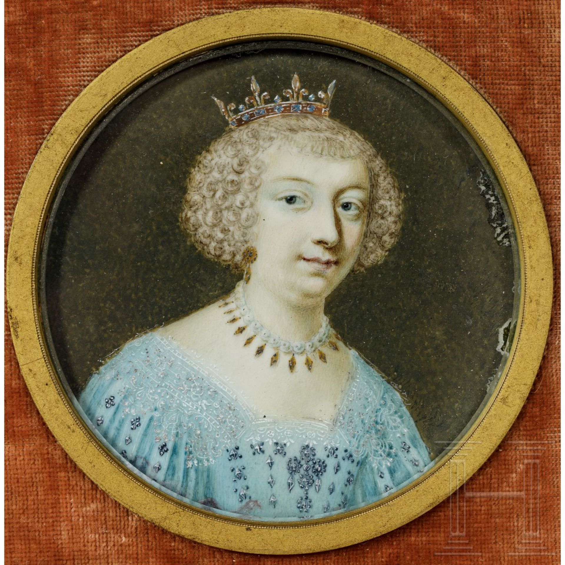 Miniaturmalerei auf Elfenbein, Dame mit Krone, England, 19. Jhdt. - Bild 2 aus 4