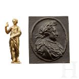 Bronzeplakette und Figur, deutsch, 17. Jhdt.