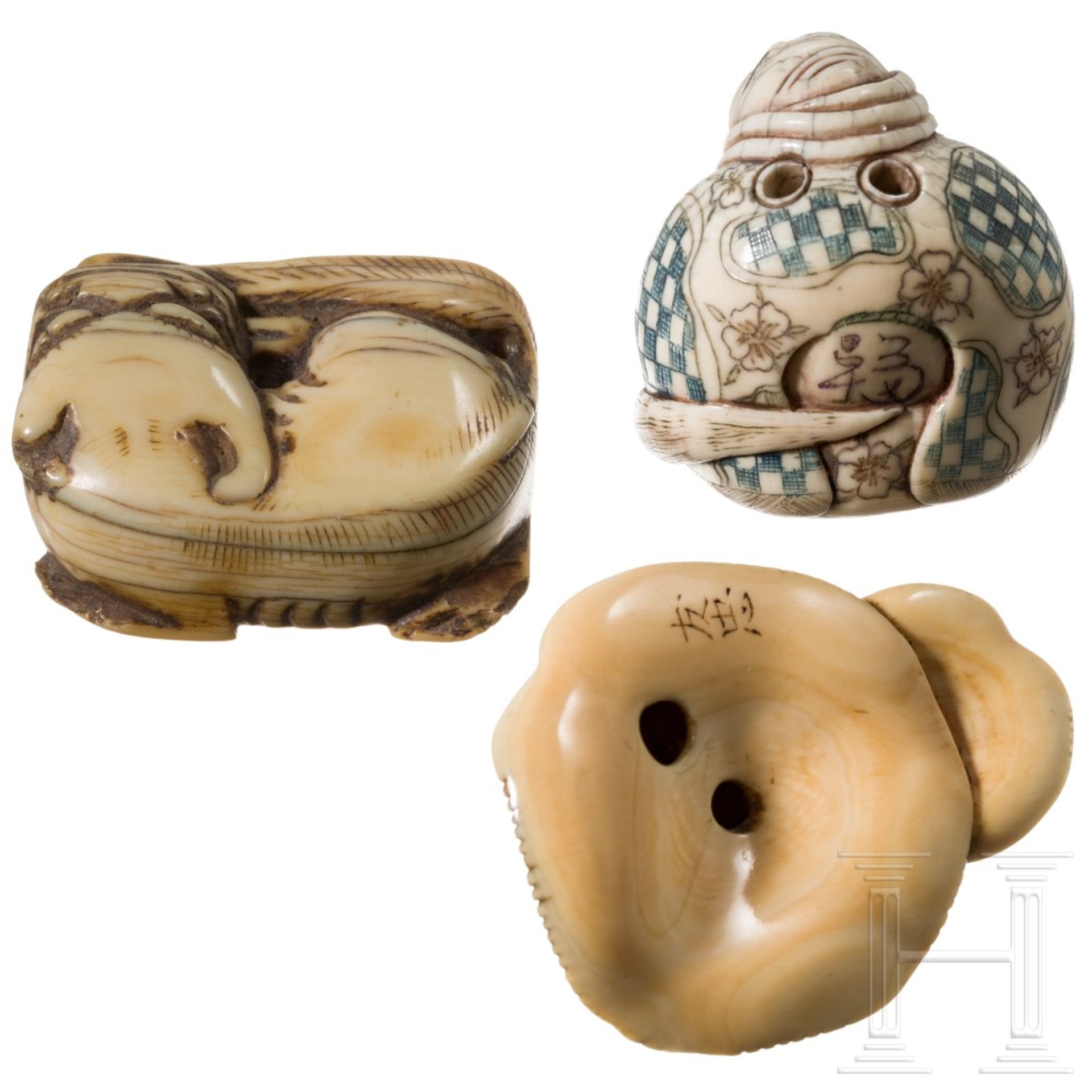 Drei Elfenbein-Netsuke, Japan, 19. Jhdt. - Image 2 of 2