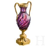 Klassizistische Vase mit violettem Glas, Frankreich, 19. Jhdt.