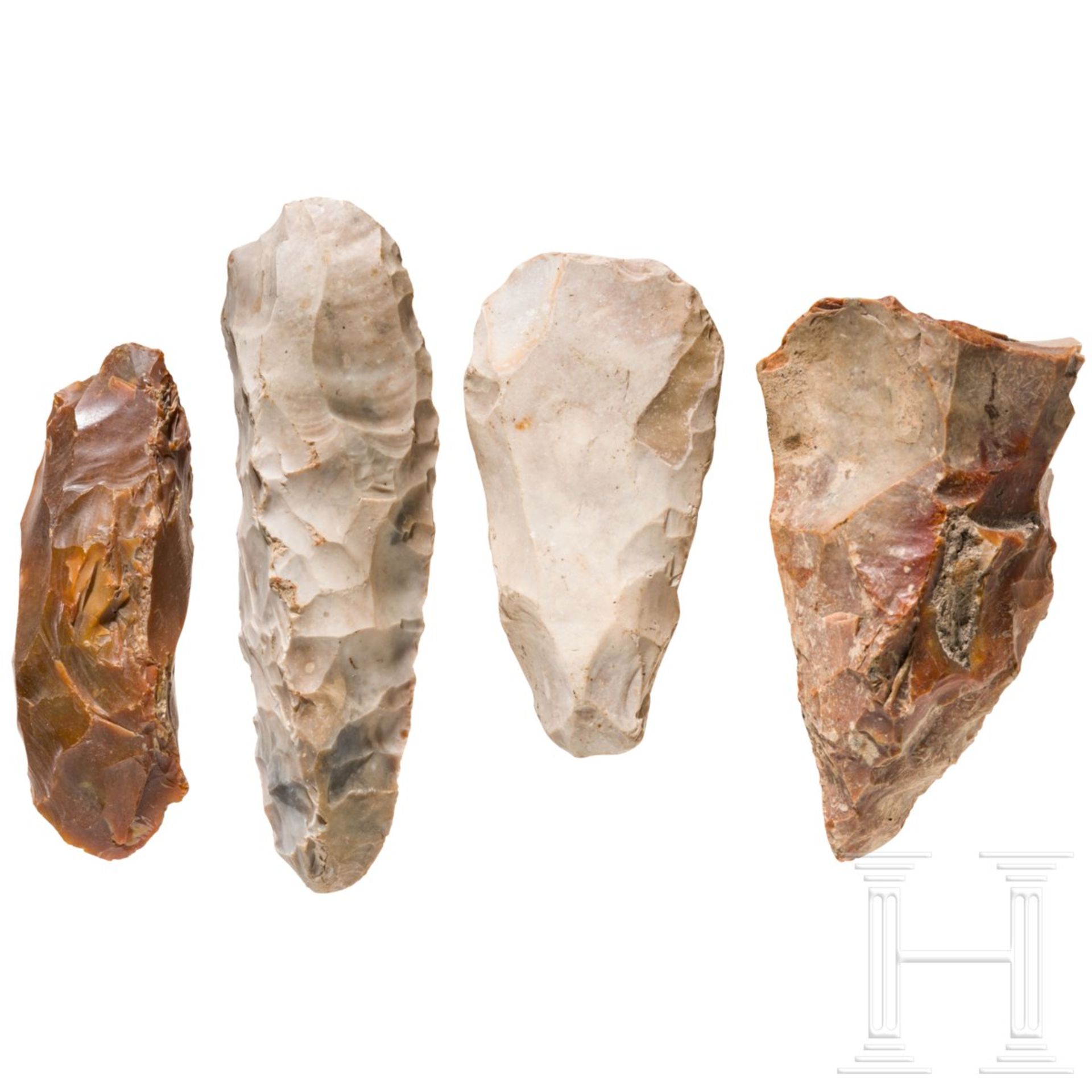 Vier Steinartefakte aus Flint, Mitteleuropa, Paläolithikum - Bild 3 aus 3