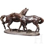 Große Bronzegruppe mit Pferden, bez. J. P. Méne, Frankreich, um 1900