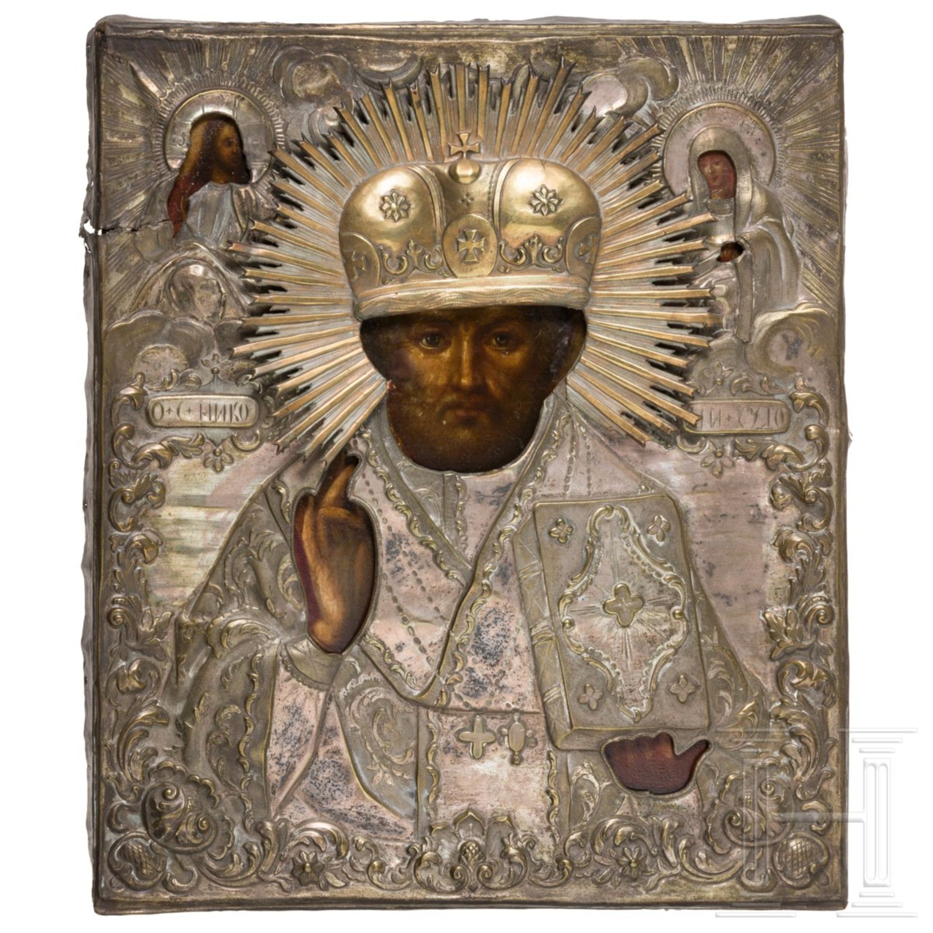Ikone des Hl. Nikolaus mit Oklad, Russland