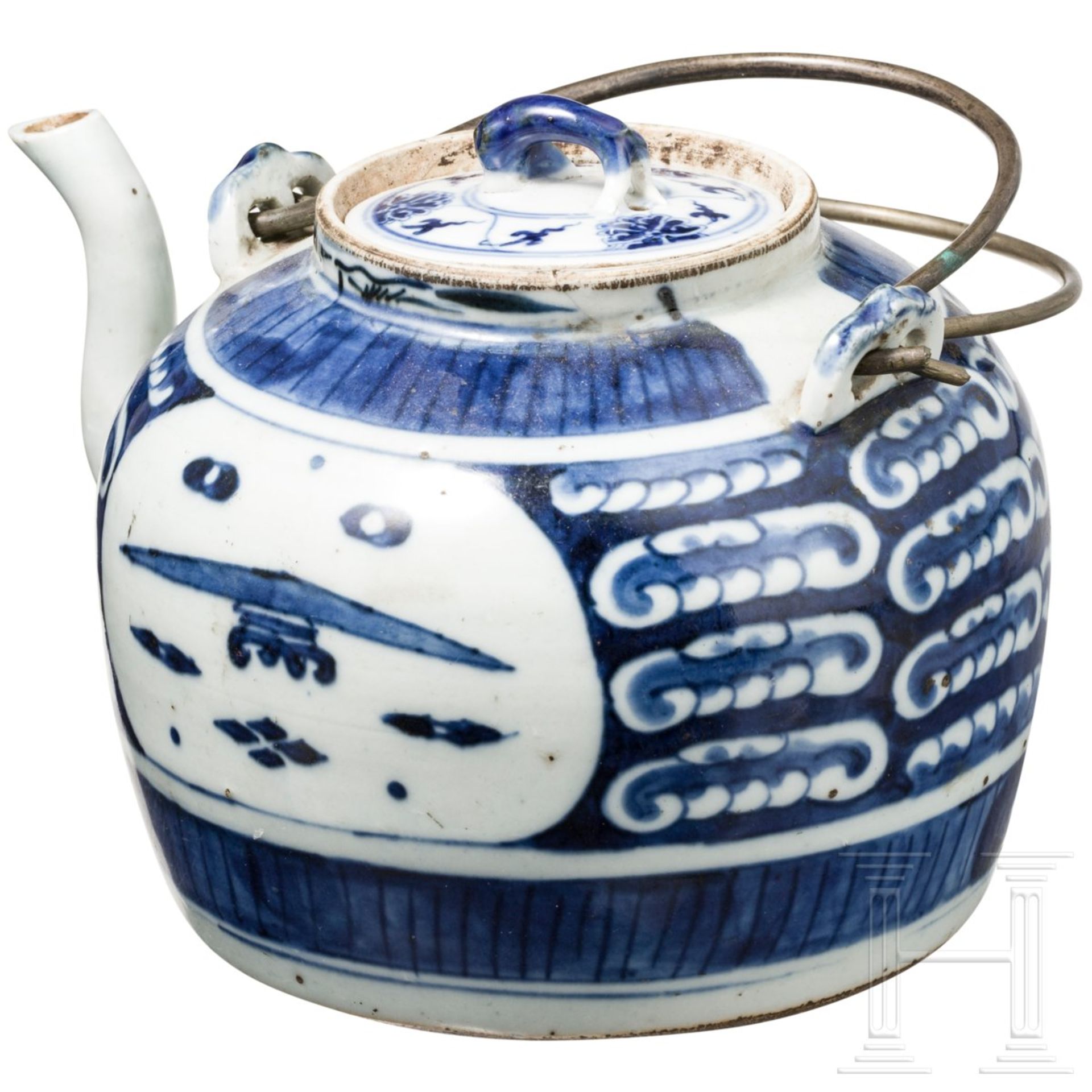 Blau-weiße Porzellan-Teekanne, China, 18. Jhdt. - Bild 2 aus 3