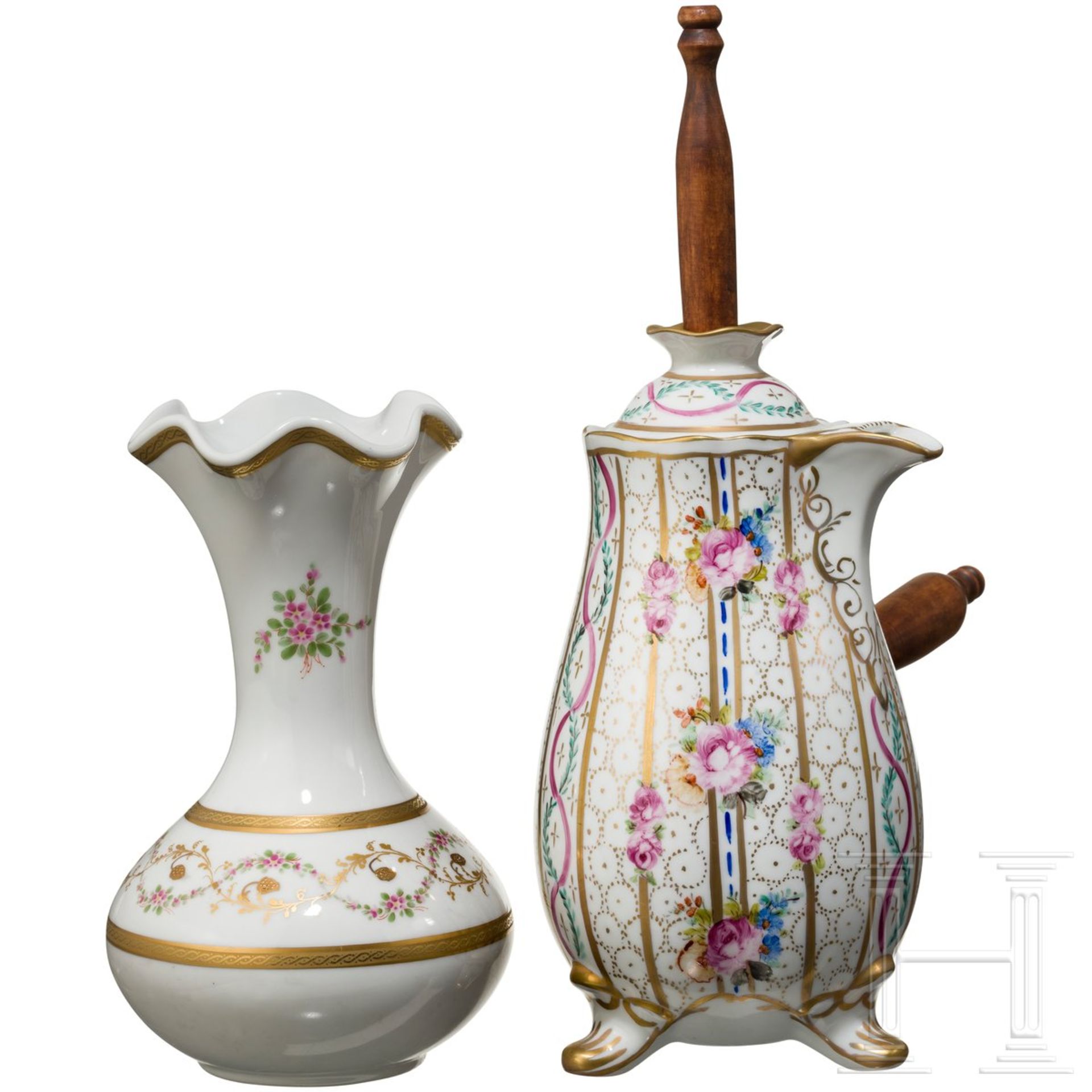Kanne und Vase, Porzellanmanufaktur Limoges, 20. Jhdt. - Bild 2 aus 4