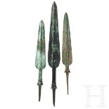 Drei bronzene Lanzenspitzen, Luristan, Westiran, 12. - 11. Jhdt. v. Chr.
