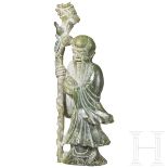 Figur des Gottes Shoulao in hellgrünem Nephrit, 20. Jhdt.