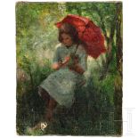 "Mädchen mit rotem Sonnenschirm", Impressionismus, deutsch/Frankreich, Ende 19. Jhdt.