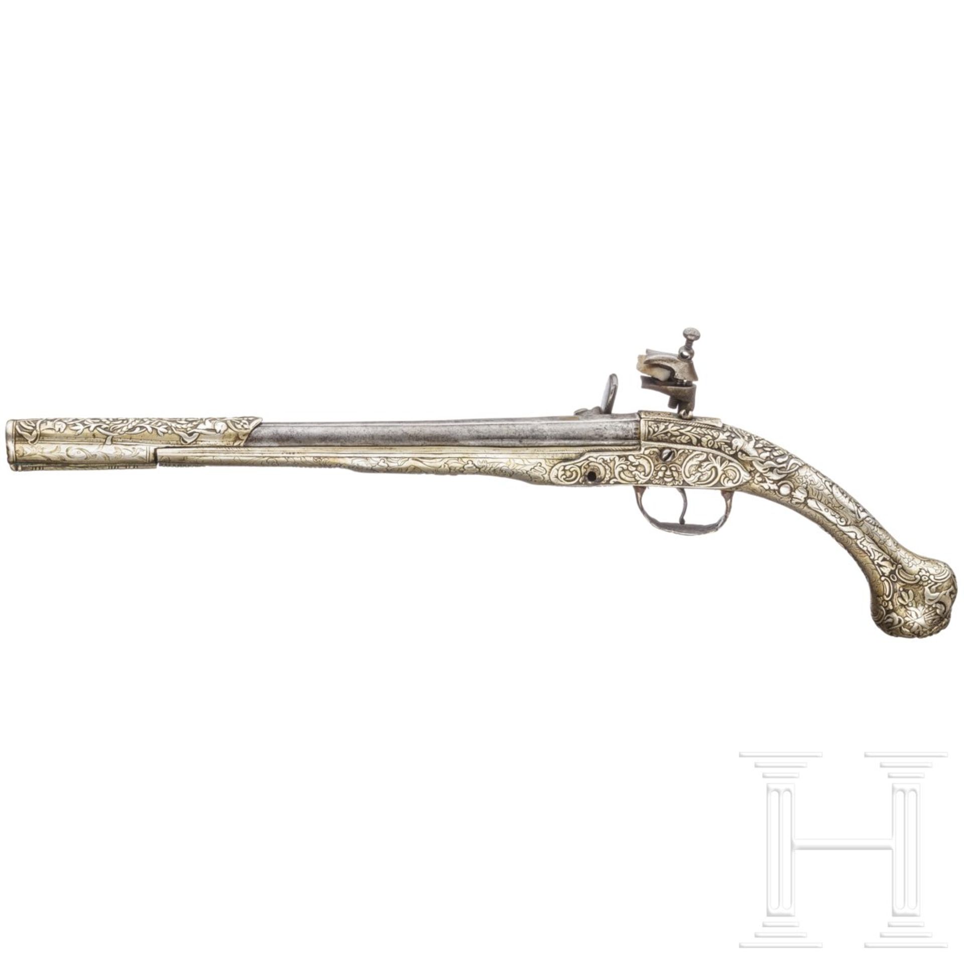 Silbergeschäftete Miquelet-Pistole, balkantürkisch/Albanien, um 1850 - Image 2 of 3
