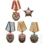 Fünf sowjetische Orden, 20. Jhdt.