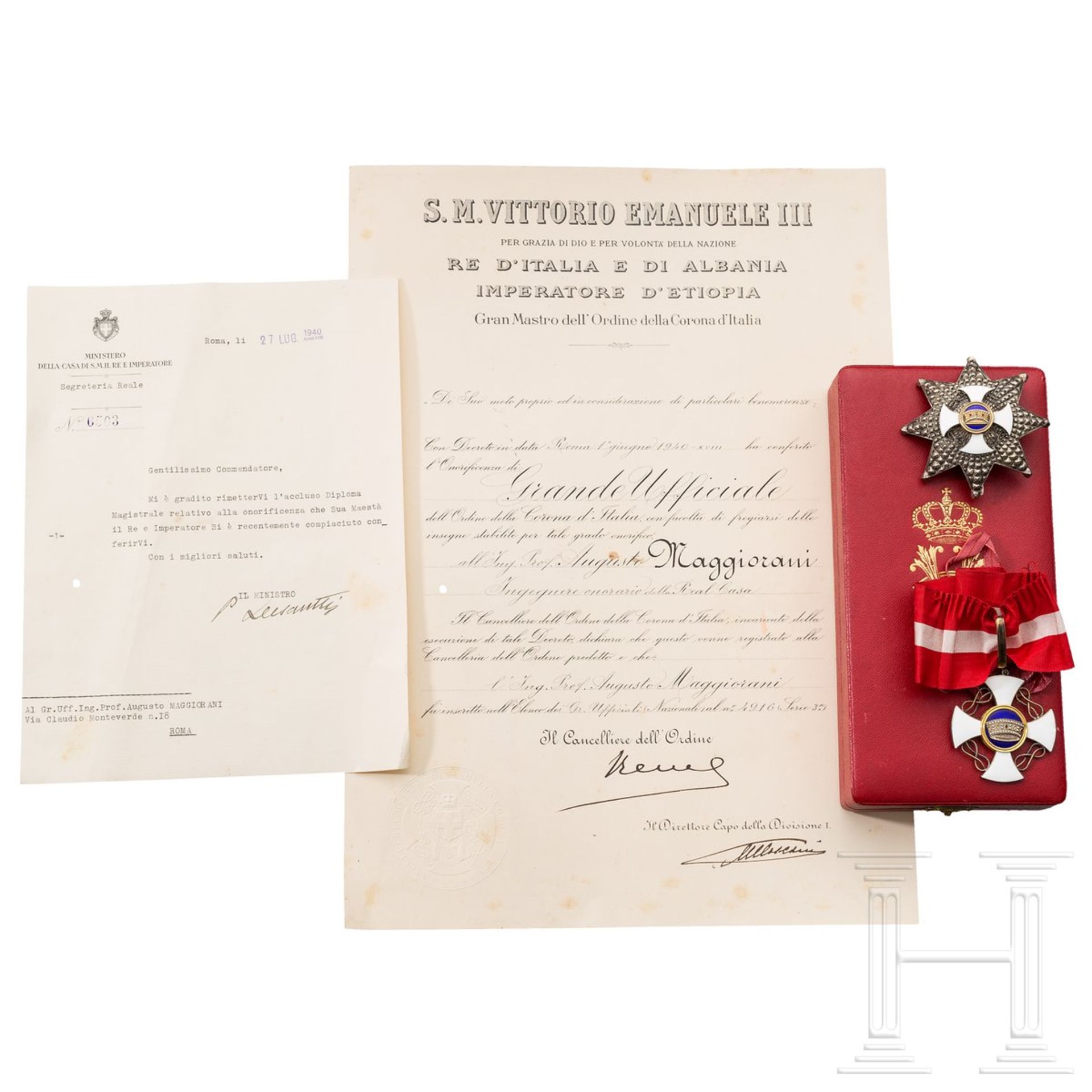 Orden der Krone Italiens - Bruststern und Kreuz des Großoffiziers, um 1940 - Bild 2 aus 4