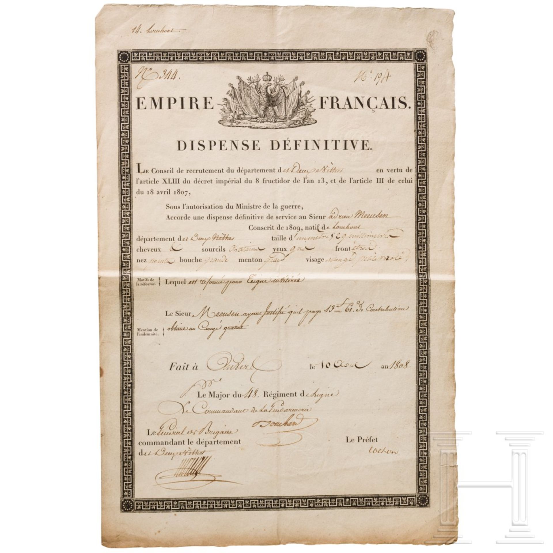 Entlassung aus der Armee von 1808, Frankreich