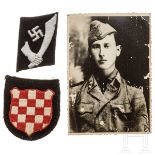 Effektenkonvolut kroatische SS-Gebirgs-Division Handschar - Kragenspiegel und Ärmelabzeichen