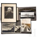 Zwei Fotoalben "Kreuzer Admiral Hipper", Schießpreis im Rahmen, Fotos Deutsches Reich