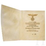 Museumsanfertigung der Pergament-Ernennungsurkunde Hermann Görings zum Generalfeldmarschall vom