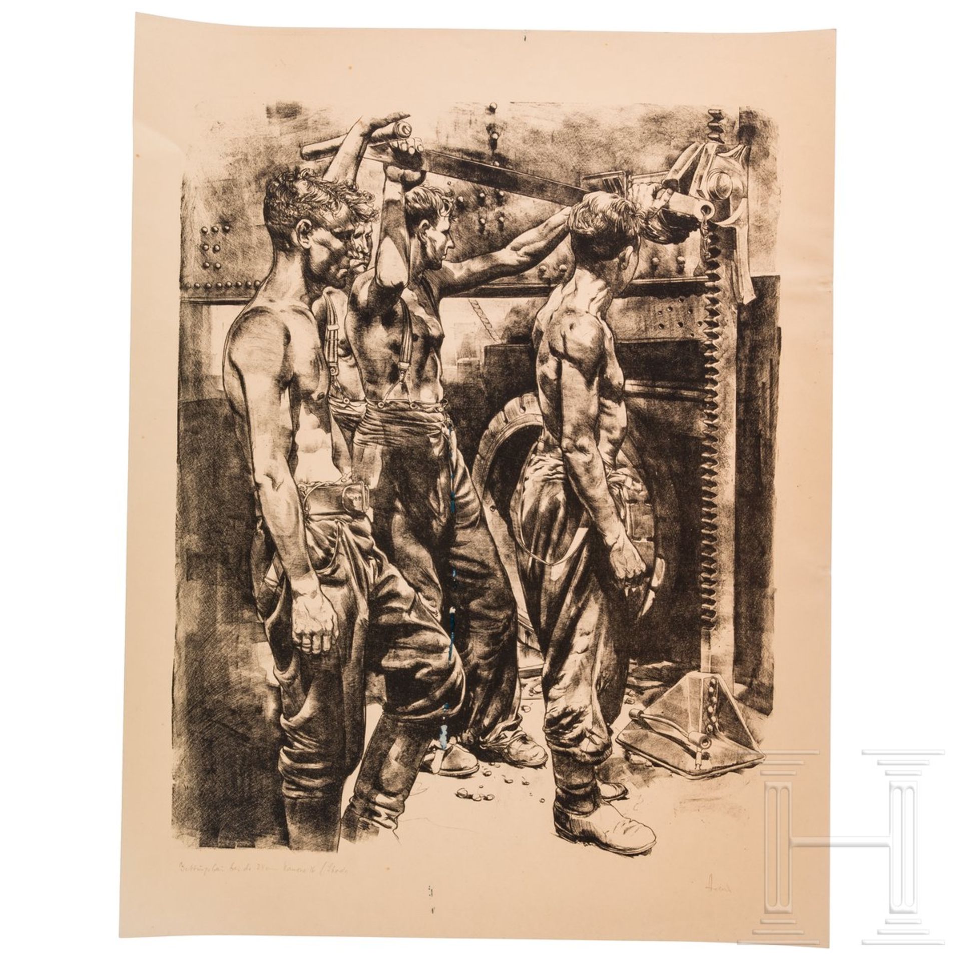 Josef Arens - sechs Steindrucke (Lithografien) Wehrmacht im besetzten Frankreich 1940 - Bild 4 aus 4