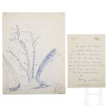 Albert Speer (1905 - 1981) - Zeichnung und Brief aus dem Jahre 1966