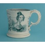 1837 Victoria Proclamation: a good Staffordshire pottery waisted mug of slightly smaller size