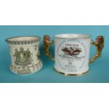 A Doulton Burslem small jardinière for 1901 Australia Federation and a Paragon loving cup for 1976