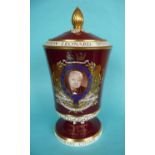 1965 Winston Churchill in Memoriam: a large Spode vase and cover numbered 61 of 125, 345mm (2)