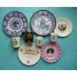 Edward VII: five plates including an unusual Princess May print, two lithophane mugs, Alexandra