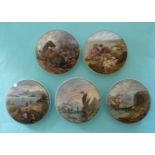 Three Chinese scene lids, War (219) and Peace (220) (5)