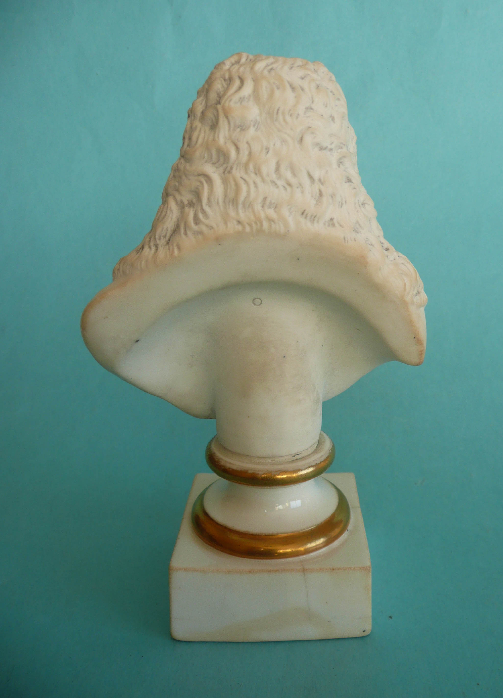 Lord Brougham: a bisque portrait bust on gilt named square glazed base, circa 1831, 150mm. - Image 2 of 3