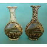 A Princess Christian vase: Exhibition buildings (134) foot restored and another