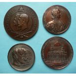 Russia: a large copper medallion struck for 1711-1911 bi-centenary, & three other Russian medallions