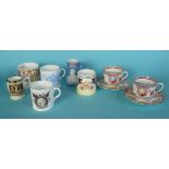 Edward VII: a Sevres plaque, a continental jug, four mugs, two cups and saucers, a plate