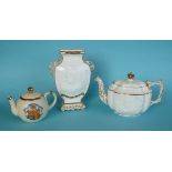 1897 Jubilee: a Copeland white moulded teapot, 142mm and a similar vase