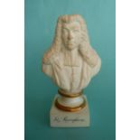 Lord Brougham: a bisque portrait bust on gilt named square glazed base, circa 1831, 150mm.