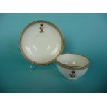 Victoria: a porcelain cup & saucer from a Buckingham Palace service with VR monogram, Mortlocks mark