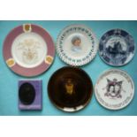 Edward VIII, Prince of Wales and Duke of Windsor: five plates, a basalt medallion, a musical mug