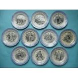 1900 Transvaal: ten French pottery plates by H B & Cie, 196mm (10)