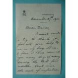 1951 George VI: historically interesting personal letter to his physician Sir Daniel Davies