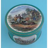 An unusual cylindrical box and cover: A Rural Scene (270) Tyrolese Village Scene (397)