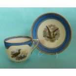 A blue ground cup and saucer: Bird Subjects (2)
