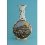 A Princess Christian vase: Exhibition Buildings 1851 (134) green acanthus leaf moulded shoulders