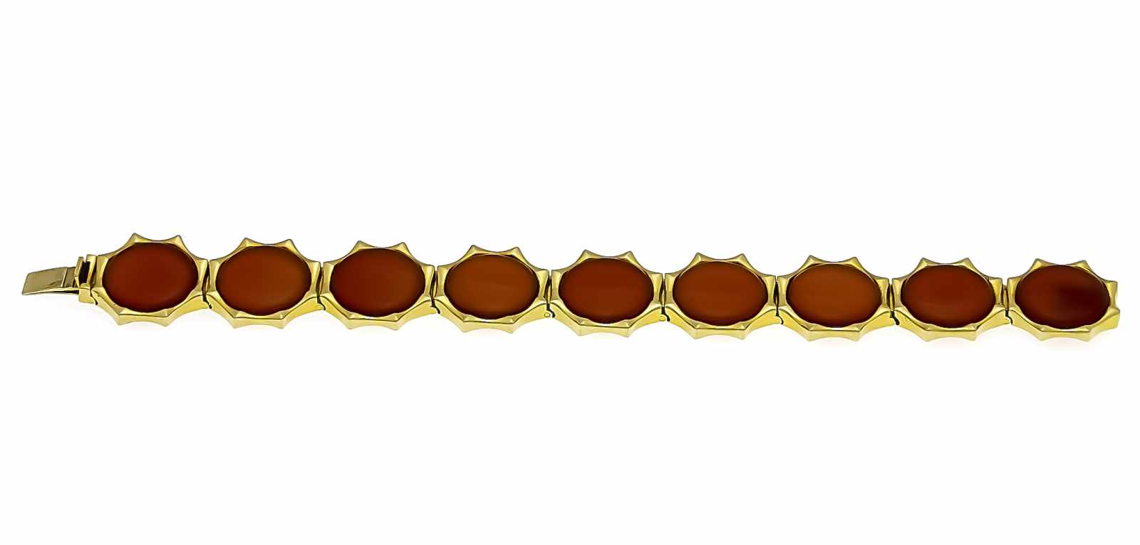 Carnelian bracelet GG 750/000 with 9 round carnelian plates 16 mm, box clasp, L. 18.2 cm, - Image 2 of 2